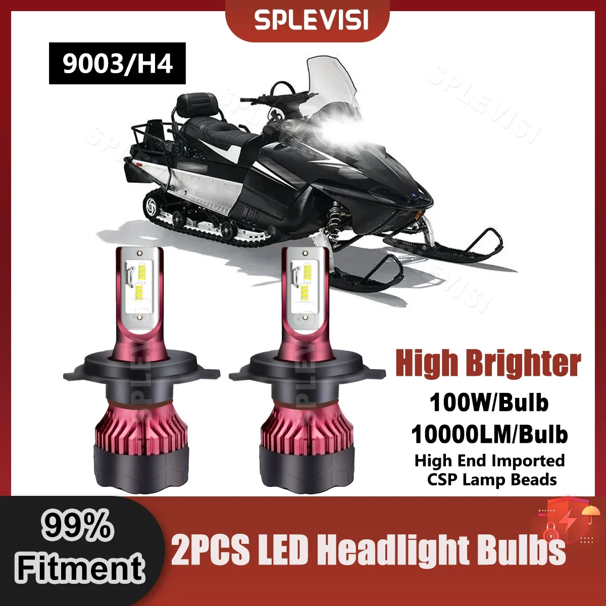 

Plug And Play 2PCS LED Headlight 20000LM 200W For Polaris IQ Widetrak 2009 2010 2011 2012 2013 2014 Replace H4/9003 Light Bulbs