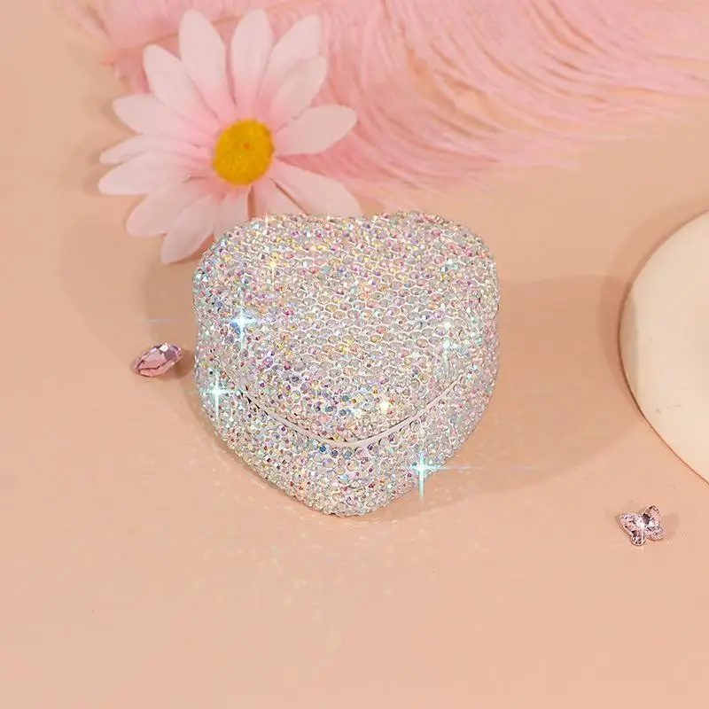 Funkelnde Strass-Metall-Blechdose Schmuck-Aufbewahrungsbox für Halsketten – Detail 8
