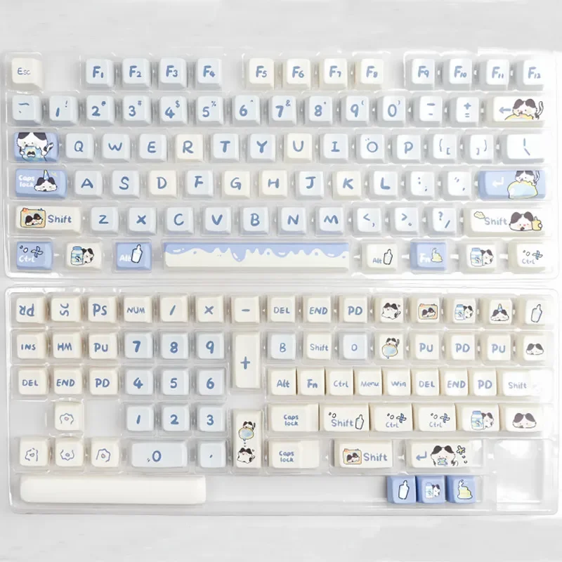 Dairy Cow Cat PBT Keycap, Teclado Mecânico, MX Switch, Perfil de MOA, Sublimação Dye, Chave 129