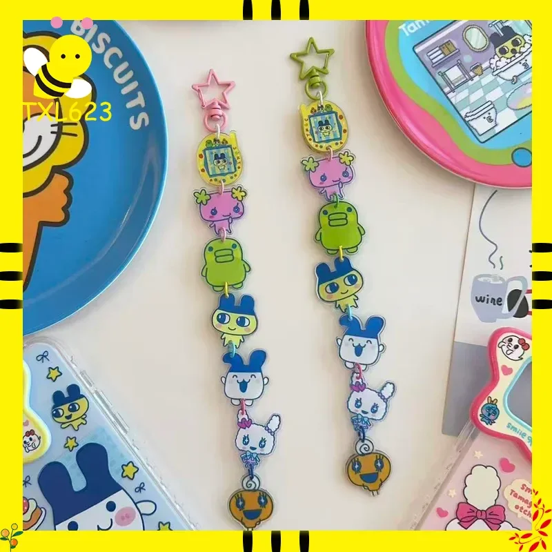 

Tamagotchi Long Mobile Phone Chain with Mametchi And Kuchipatchi Designs Hanging Rope Bag & Keychain Accessory for Mobile Phones