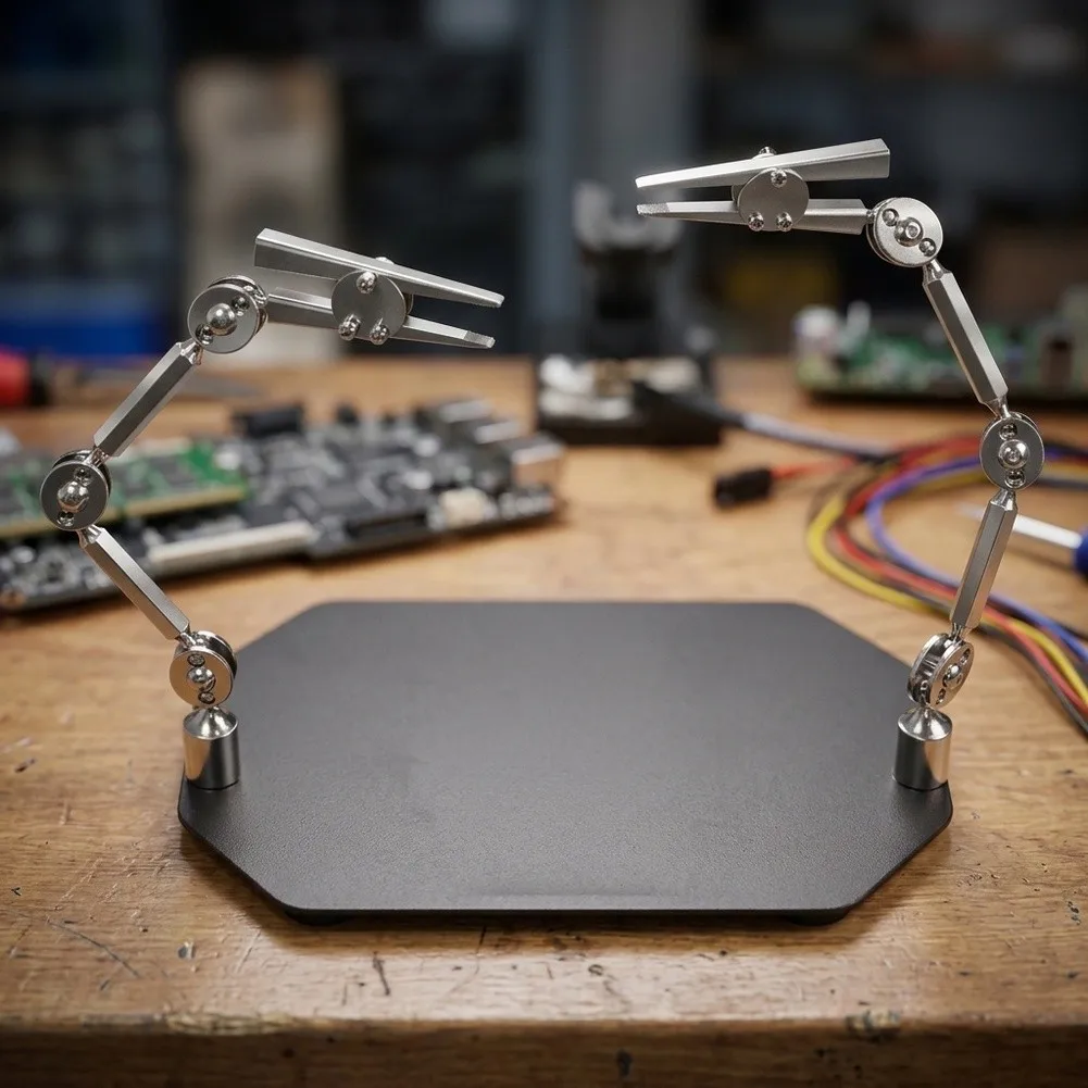360 Rotation Soldering Workstation with Magnetic Base Serrated for Flat Jaw and Cast Iron Stability for Detail Work