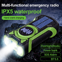 Solar Emergency Weather Radio 5000mAh Hand Crank Portable Emergency Radio Bluetooth-Compatible5.3 SOS Alarm for Outdoor Survival