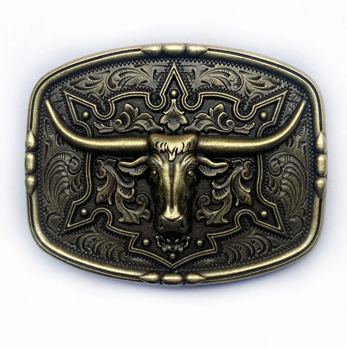 

T-DISOM Men's Retro Cow Head Belt Buckle Design Fashion Leather Accessory