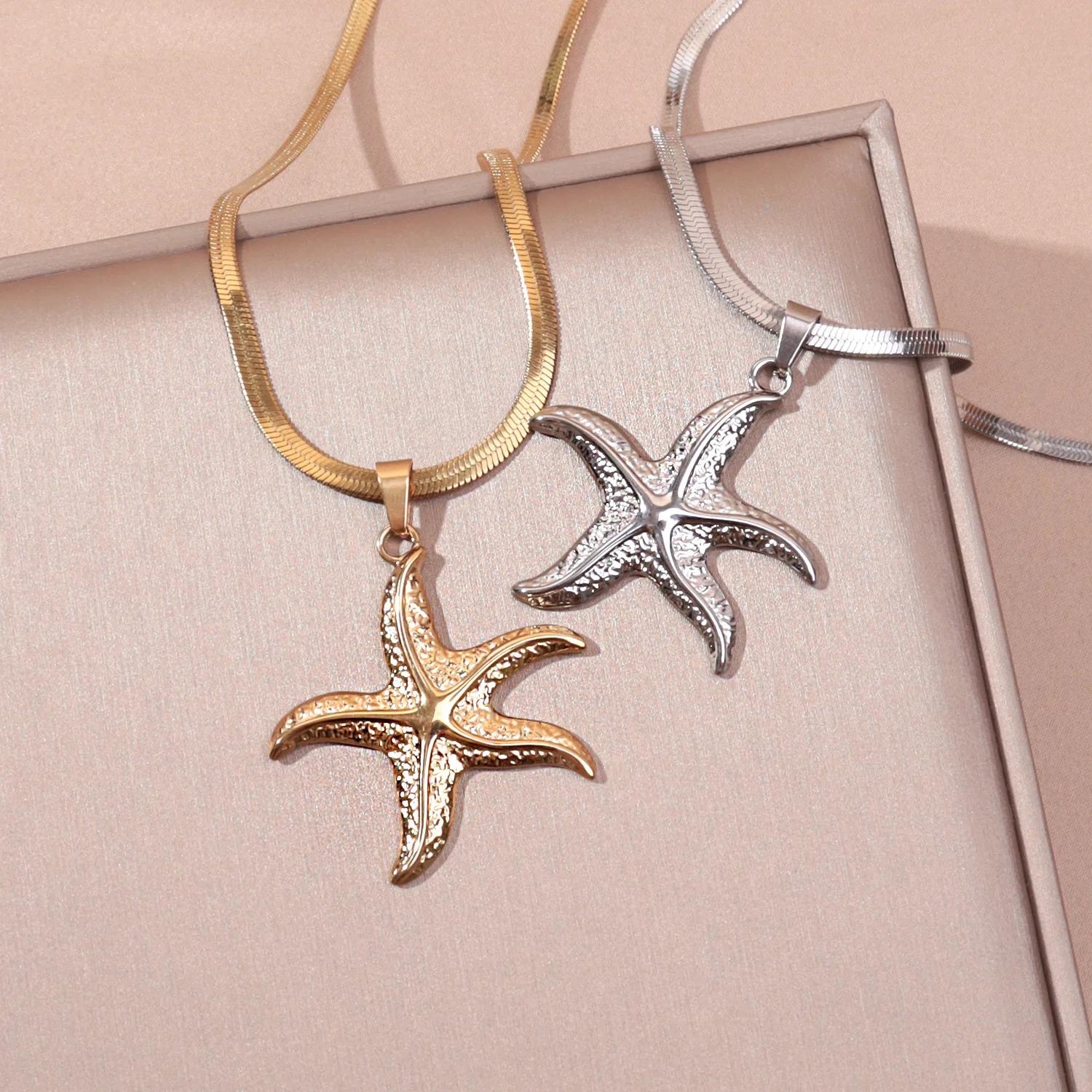 Fashion Starfish Necklaces For Women Gold Color Stainless Steel Necklaces Waterproof Summer Boho Jewelry Choker Bijoux Femme