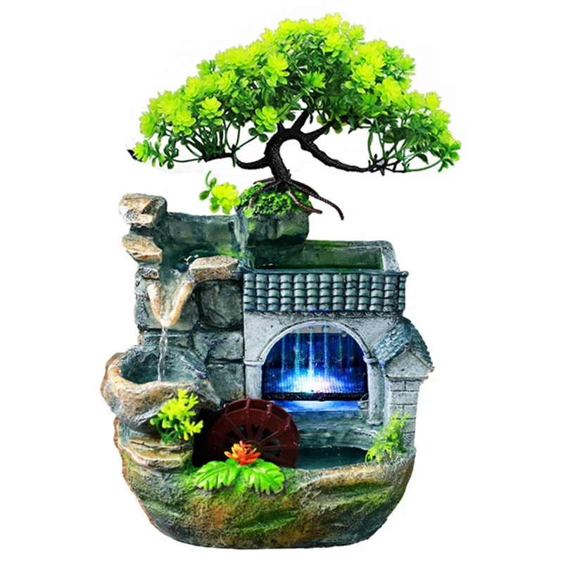 Tabletop Fountain Rockery Waterfall Fountain Desktop Mini Rockery Crafts Gift Atomizing Humidifier Fountain