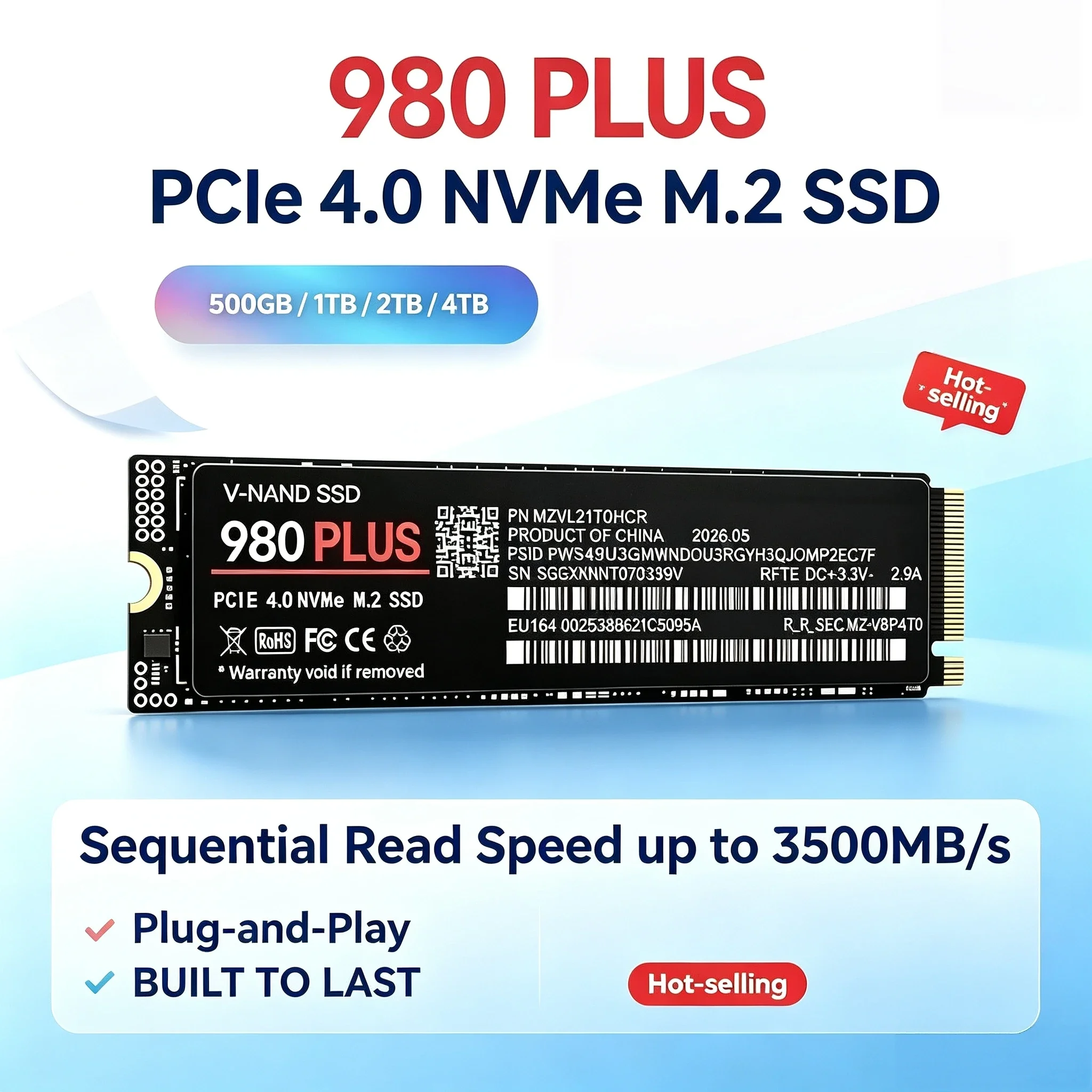 1TB 2TB 4TB SSD 980 PLUS M2.2280 NVMe High Speed Solid State Drive PS5 Gaming Mac Option High Read Write Speed