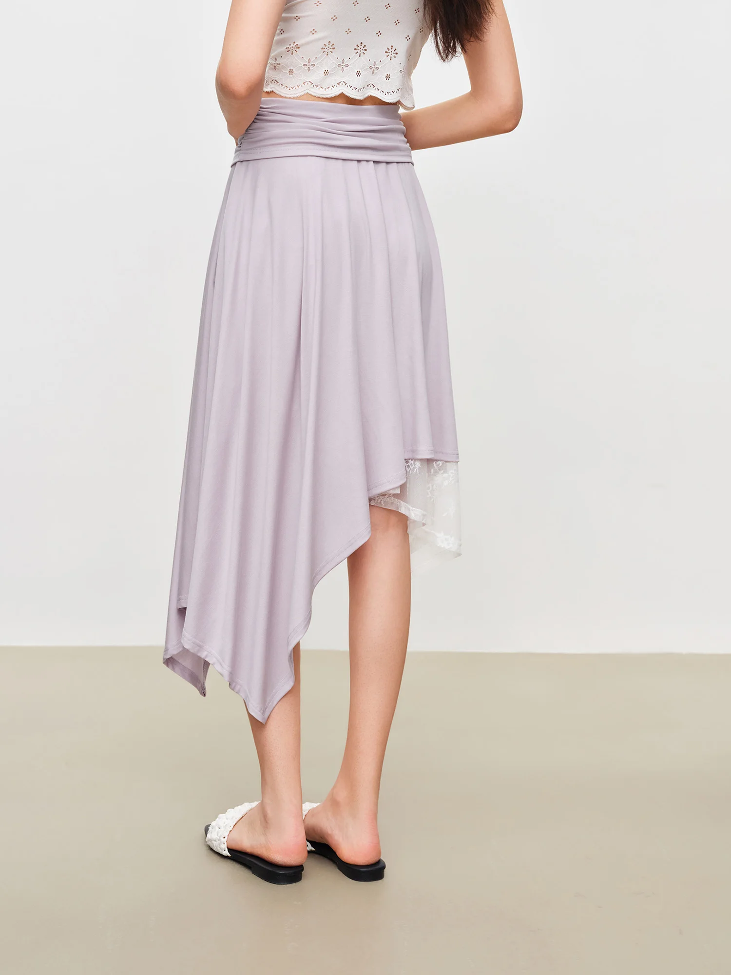 ZIQIAO 2026 Sommer Damen Statement One-Shoulder-Top und Asymmetrischer Rock mit Spitzenbesatz – Koordiniertes Set für Abendveranstaltungen – Detail 17