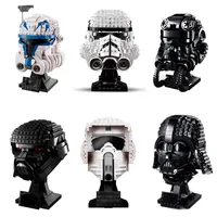Stormtrooper Darth Vader Head Building Blocks Captain Rex Helmet Space Wars Assembly 3D Model Mini Brick Toy For Christmas Gift