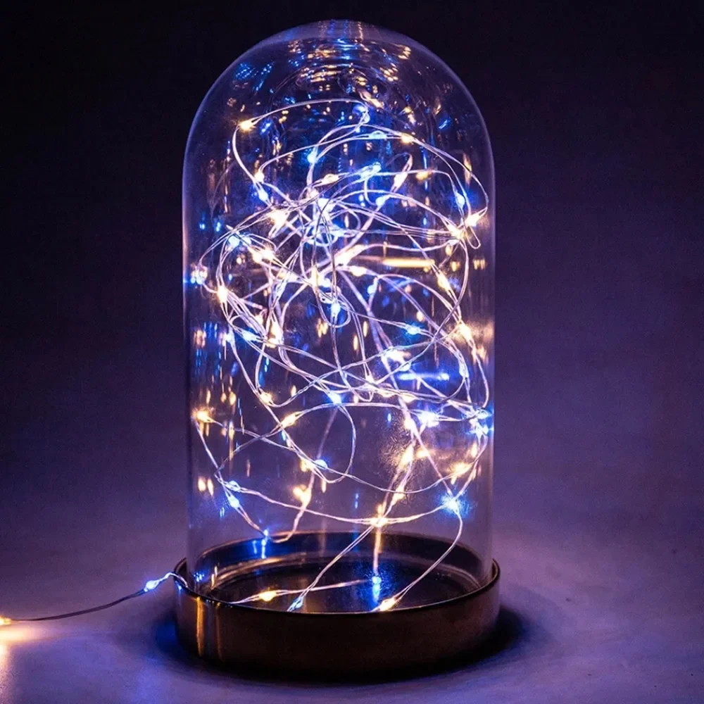 200 متر 2000 المصابيح الجنية سلسلة أضواء الفضة سلك في للشجرة في الهواء الطلق عيد الميلاد عطلة الزفاف حديقة غرفة الديكور