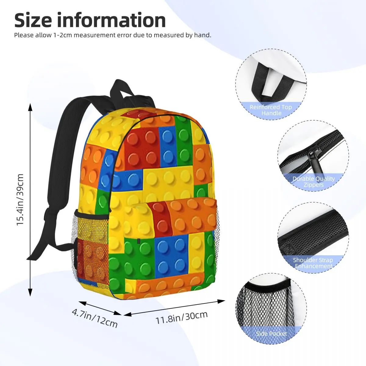 Building Blocks Construction Brick Backpack Student Boys Girls BookBag Men Women School Bag Laptop Shoulder Bags
