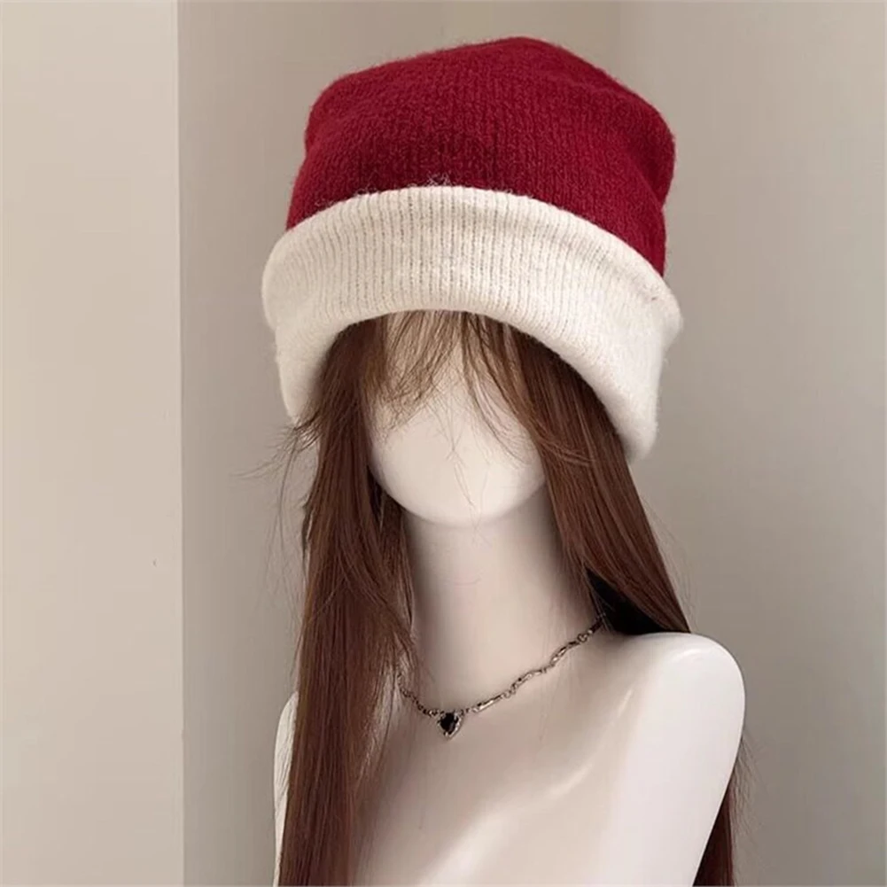 Knit For beanie Hat Winter Imitation Cashmere Windproof Foldable Dome Cap Unisex Warm Headwear for Cold Season