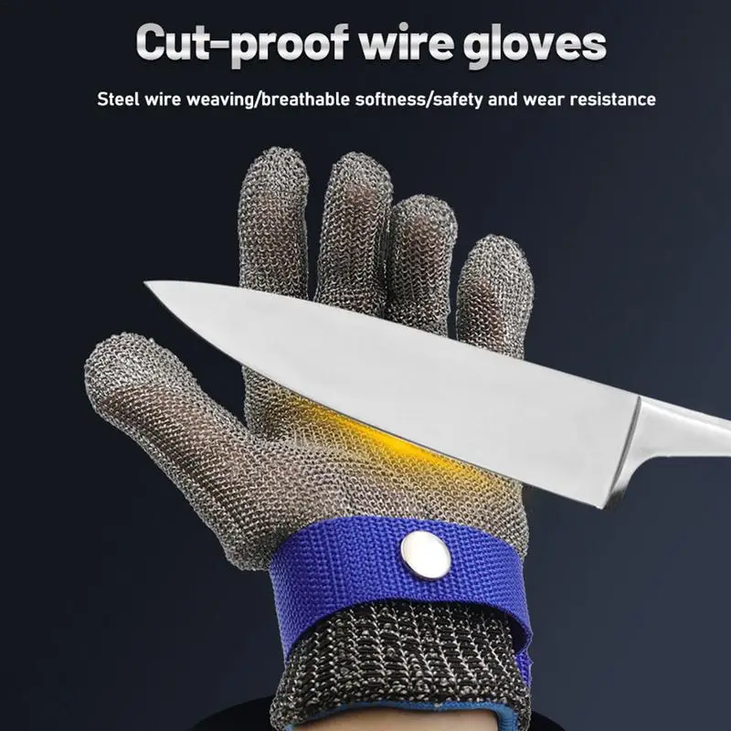 Stainless Steel Wire Safety Work Gloves Stainless Steel Wire Food-Grade Mesh Metal Gloves Hygienic And Comfortable Safety Work