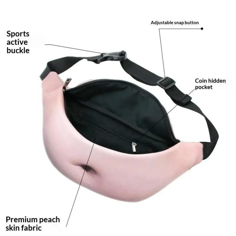 Neuartige Realistische Fake-Bauchtasche Lustige Halloween-Scherzartikel Hüfttasche Große Kapazität Umhängetasche Unisex Papa-Tasche Party-Geschenk – Detail 8