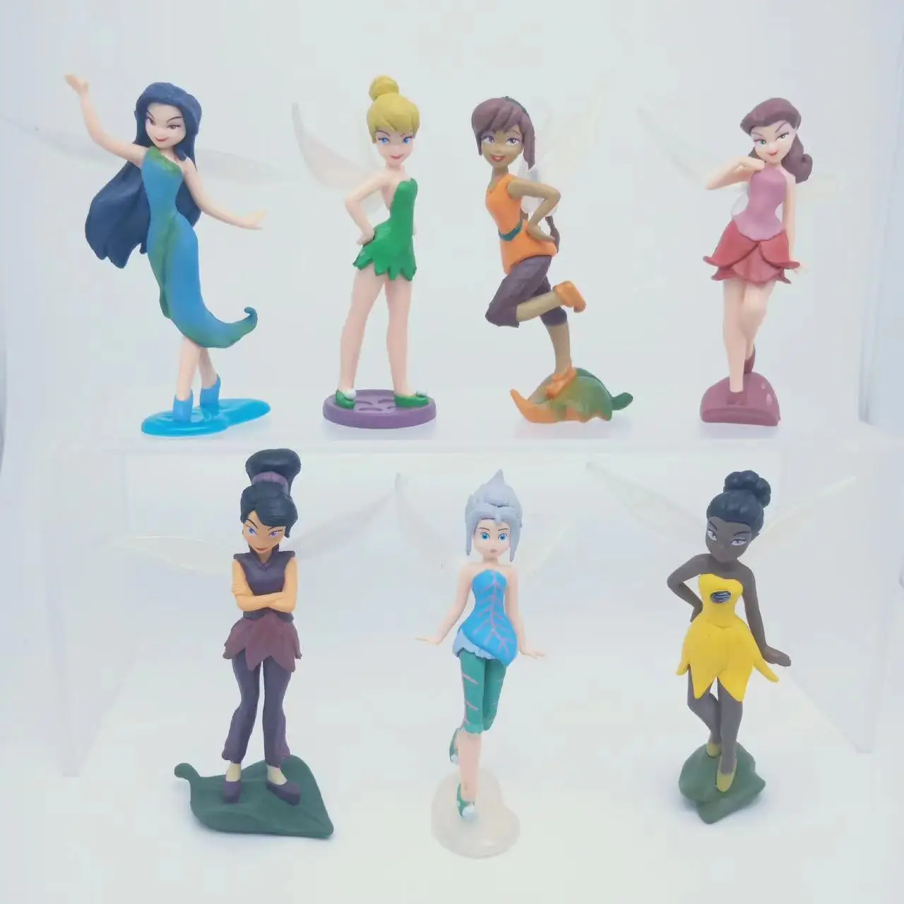 7 unids/set princesa Tinkerbells Mini figura de hadas juguetes niños animación juguetes de dibujos animados niñas muñecas bebé juguete decoraciones figura
