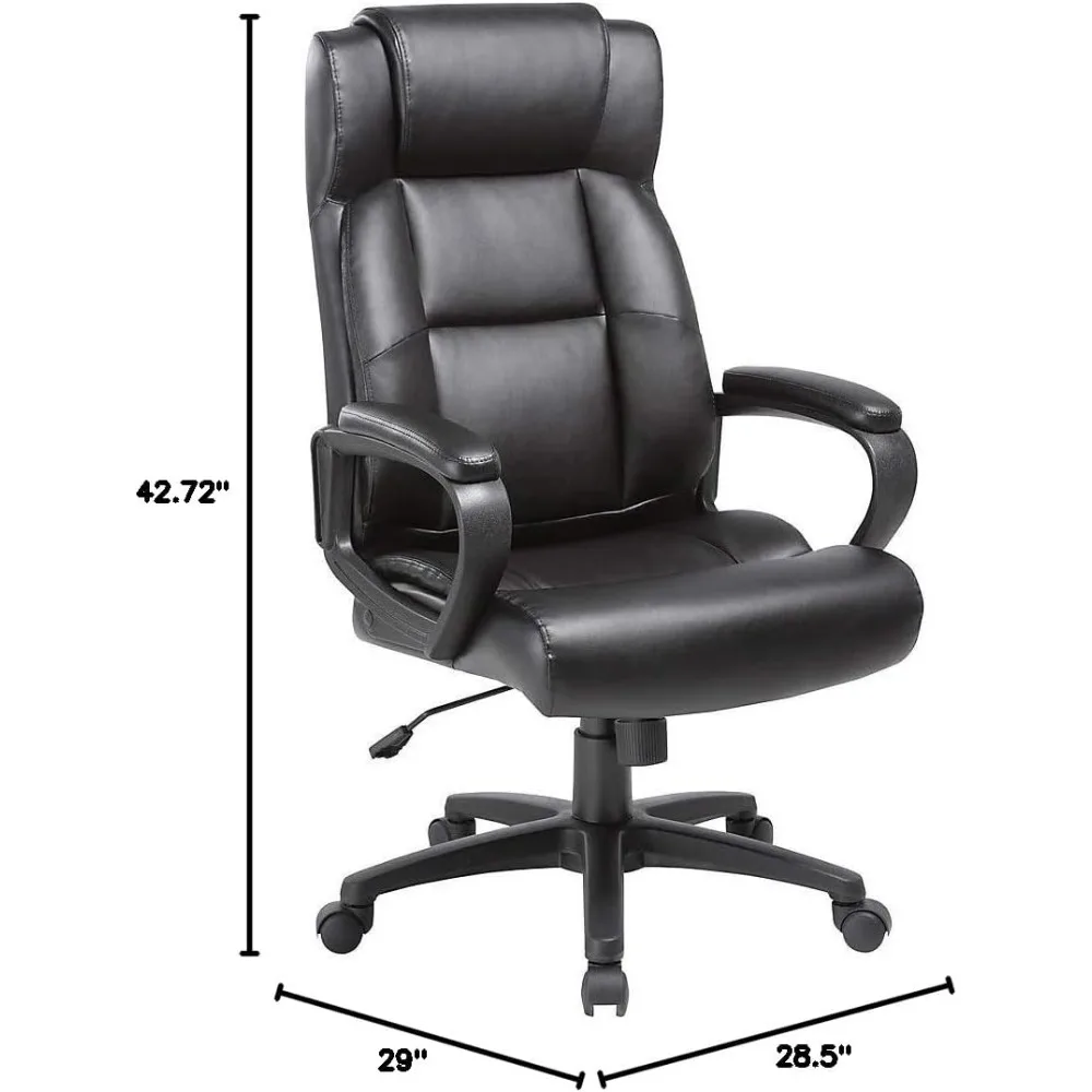 Lorell Soho Chefsessel aus schwarzem Leder mit hoher Rückenlehne