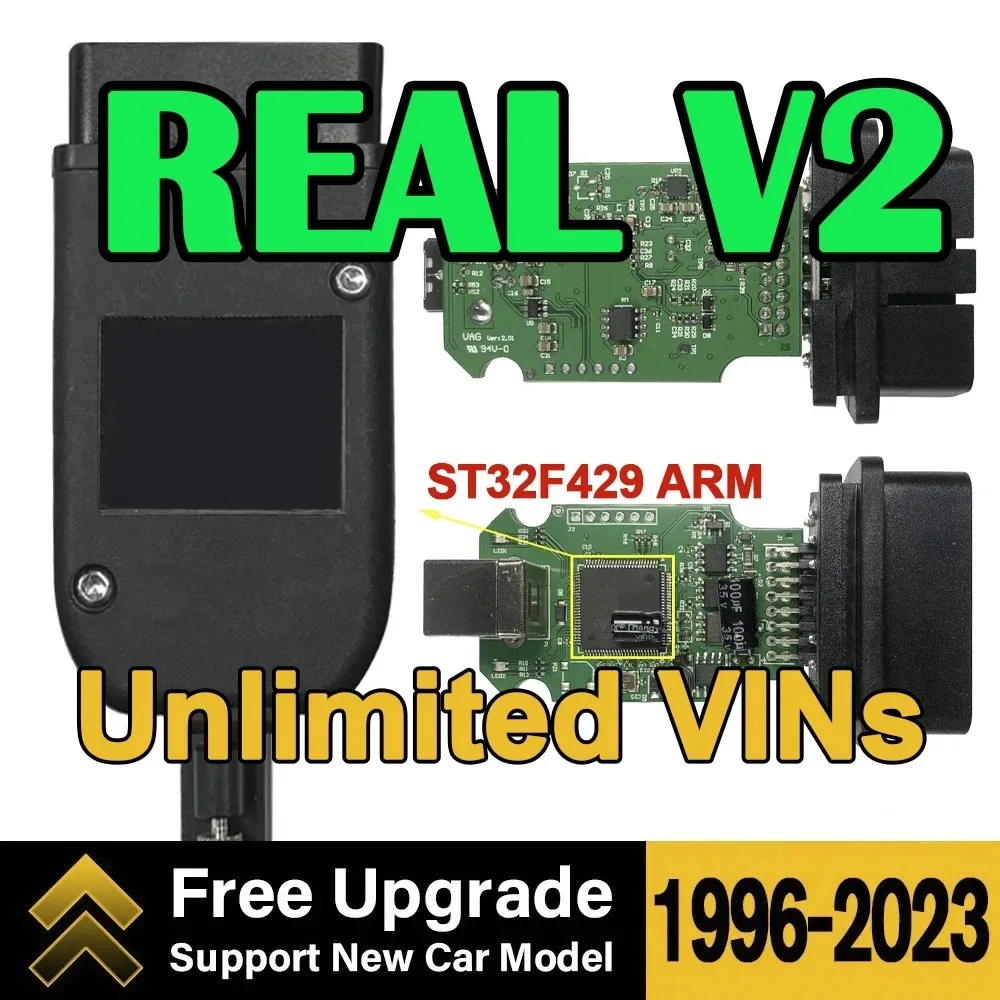 1996-2024 Real Hex V2 VagCom Diagnostic Tool Update Online Unlimited VINS Vag Com HEX Usb Interface For 23.3.1 Coding Function