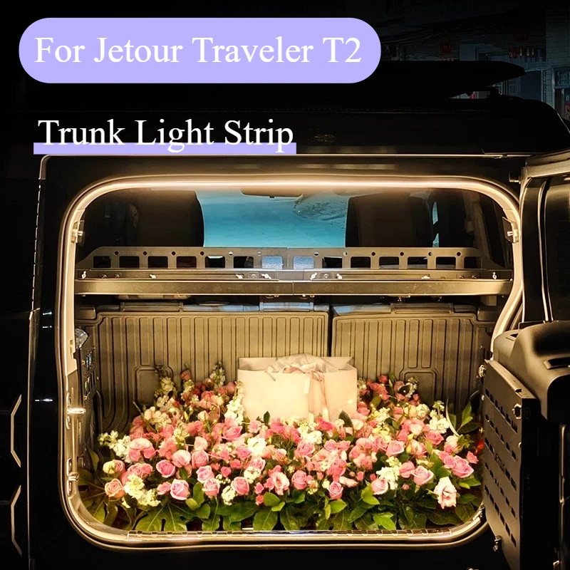 

For Jetour Traveler T2 Car LED Trunk Ambient Light High Brightness Wiring Free Automatic Sensing Tailgate Light Strip