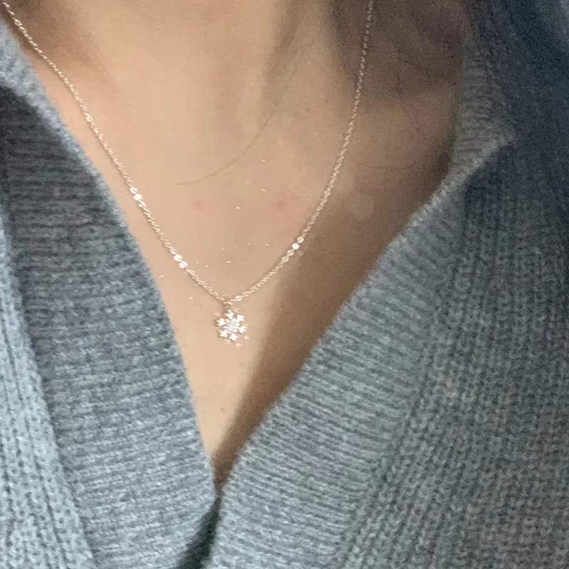 Delicate Temperament 925 Sterling Silver Snowflake Pendant Necklace for Women Collarbone Chain Fashion Jewelry Girlfriend's Gift