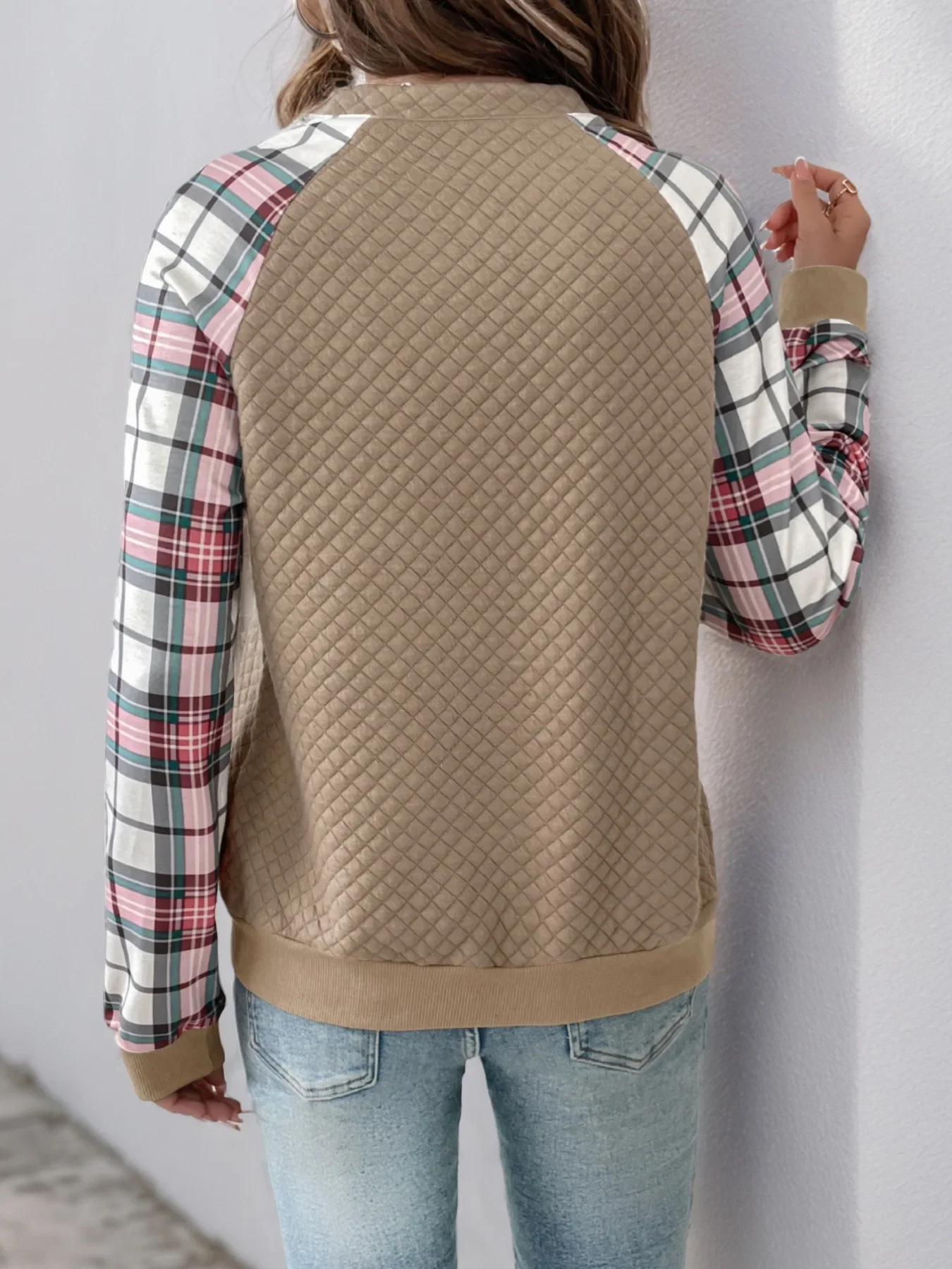 Haut à manches à carreaux pour femmes, Texture rétro, couleur contrastée, pull, mode automne hiver, nouveaux arrivages