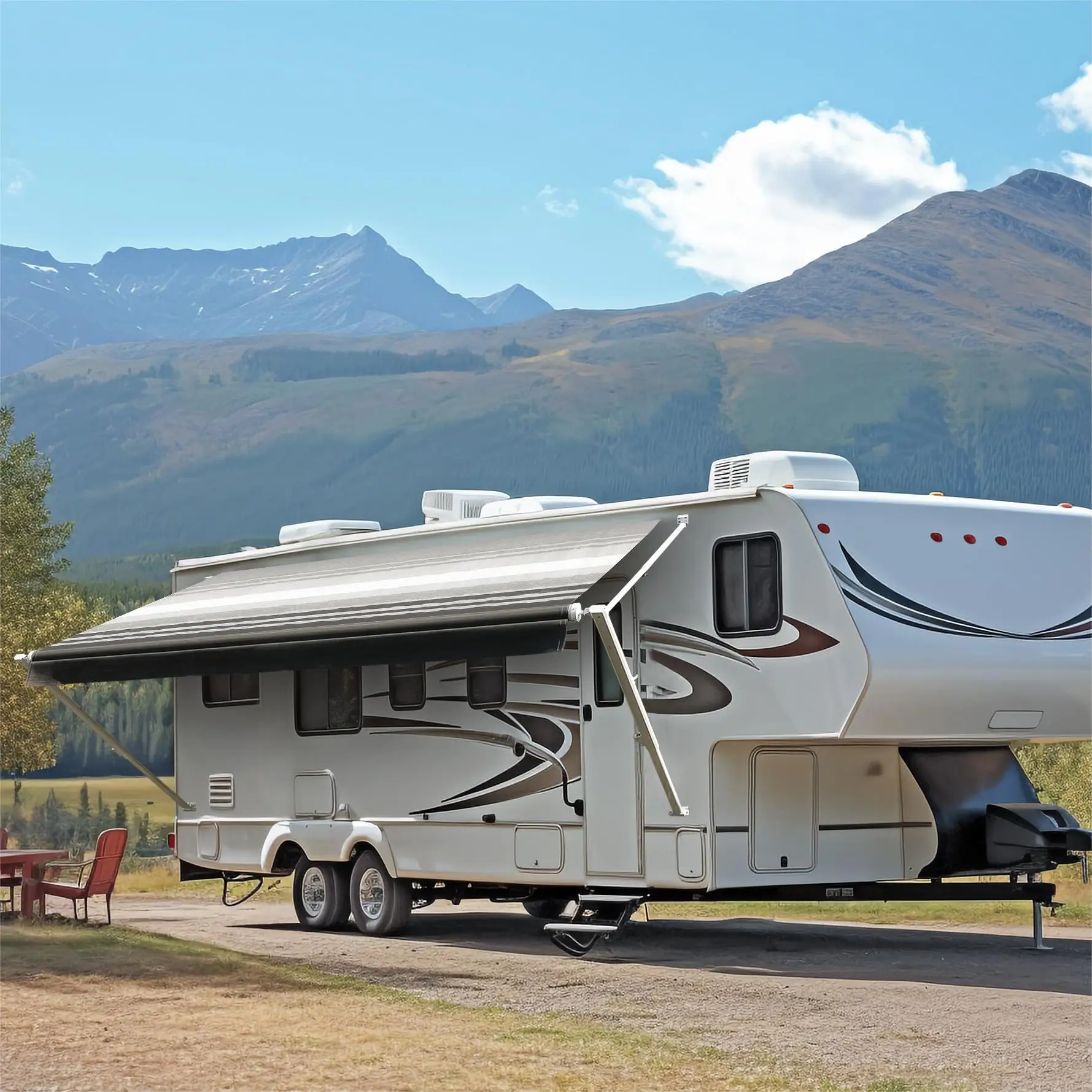 STLF Awnlux Manual Roll out Sunshade Awning American Australia Style For Outdoor Caravan Travel Trailer and Motorhome RVs