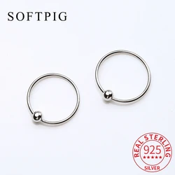 SOFTPIG orecchini a cerchio con perline rotonde geometriche minimaliste tre dimensioni per le donne compleanno vero argento Sterling 925 gioielleria raffinata