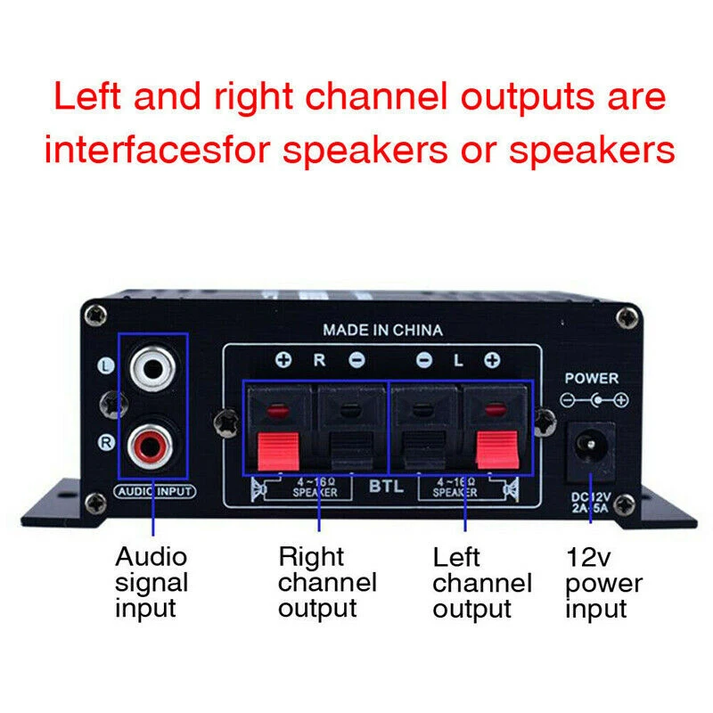 Hifi Power Amplifier Stereo Home Car BASS Audio Amp Music Player Car Speaker Class D Car Home Sound Power Amp AUX