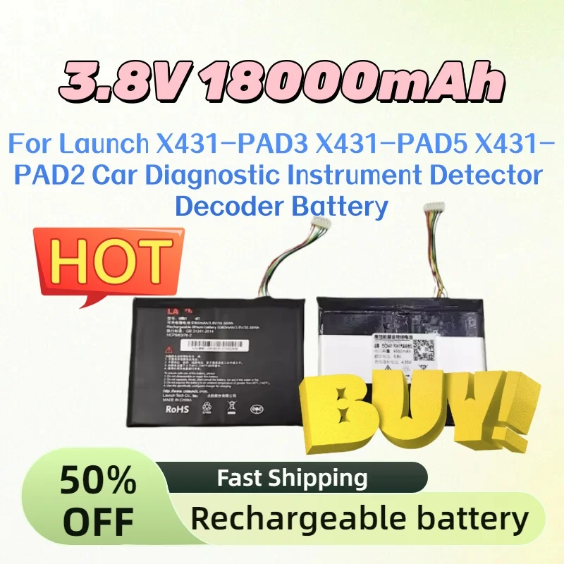 

3.8V 18000mAh New In Stock Battery for Launch X431-PAD3 X431-PAD5 X431-PAD2 Car Diagnostic Instrument Detector Decoder Battery