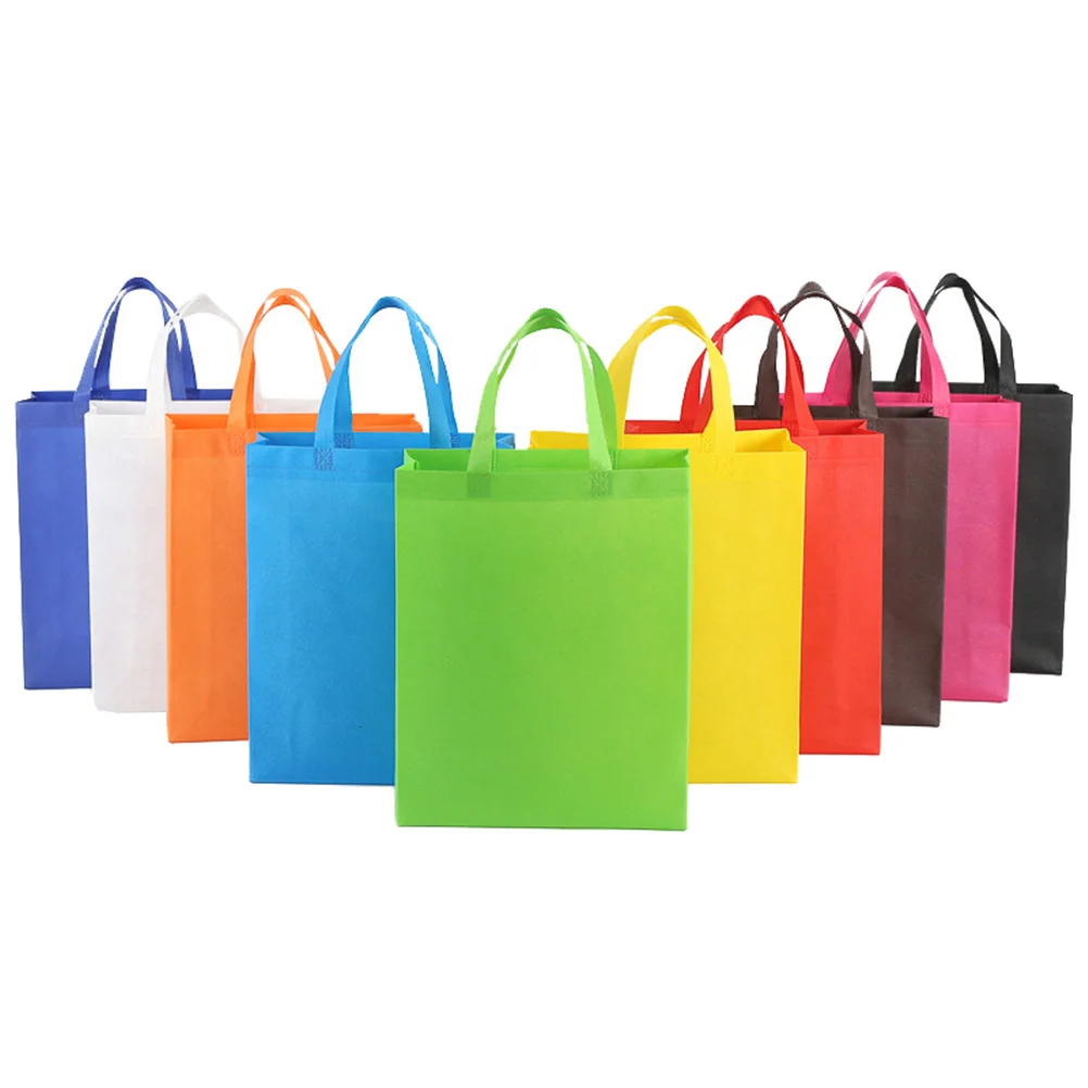 

30pcs Eco-Friendly Shopping Bags 10 Colors Reusable Tote Foldable Non-Woven Storage Bag For Grocery Retail Gift Use