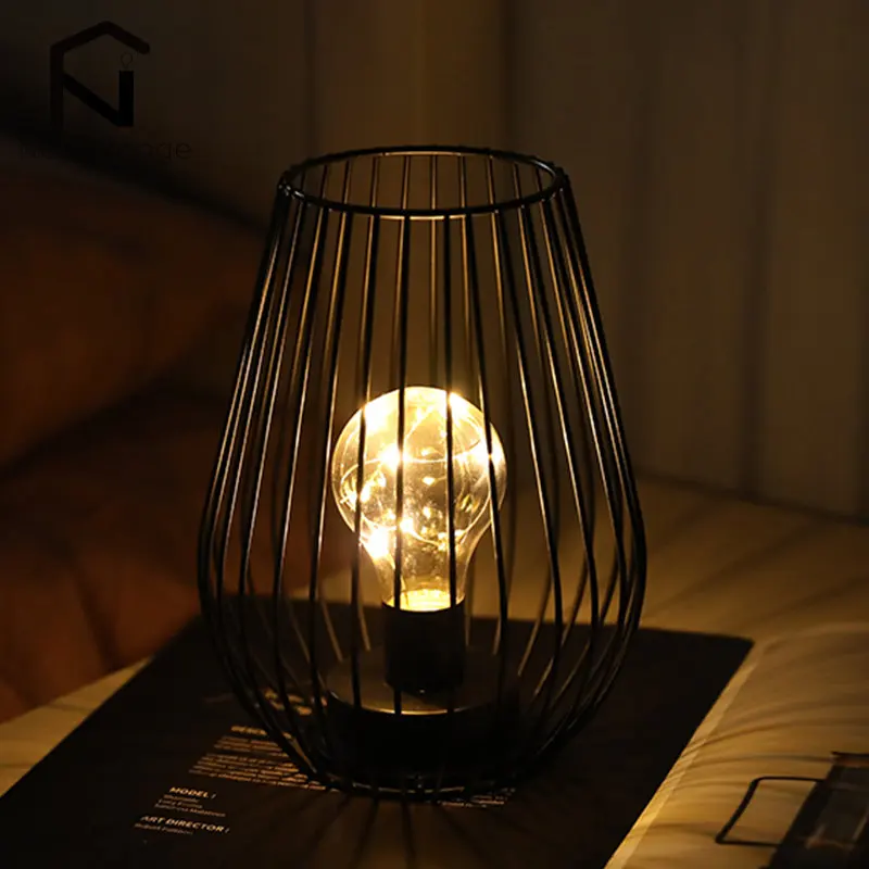 

Black Metal Candle Holder Cage Table Lamp Battery Operated Lamp Wireless Lamps Living Room Garden Patio Wedding Party Home Decor