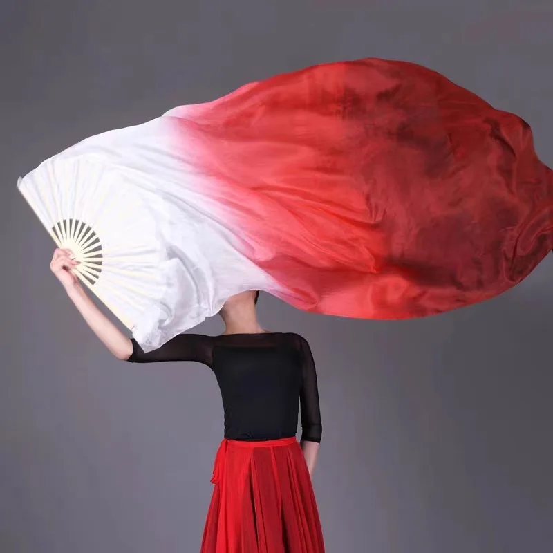 ベリーダンスパフォーマンスファングラデーションカラーイミテーションシルク素材ベールダンス衣装アクセサリー強化されたダンス体験