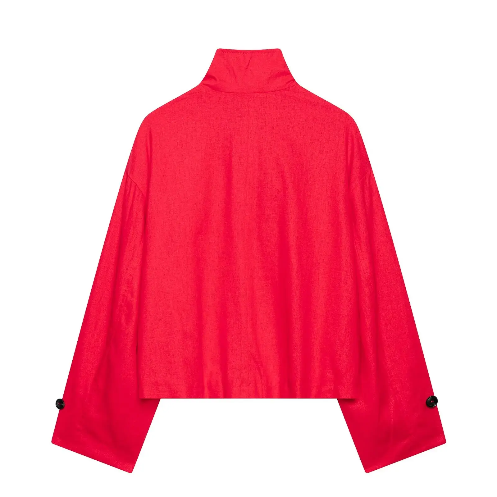 HH Damen Elegante Kurze Utility-Jacke Stehkragen Knopfdetail Oberbekleidung Frühling Herbst Business Casual & Büro Festliche Kleidung – Detail 3