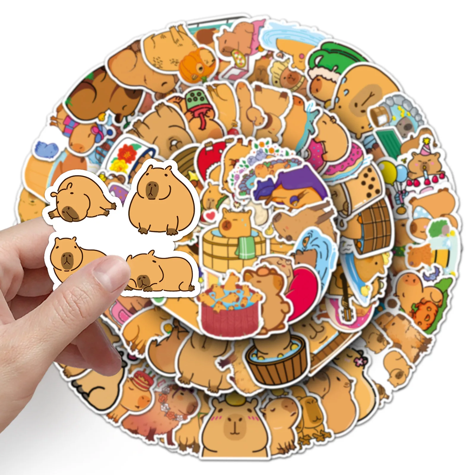 100 Stück Capybara Graffiti-Aufkleber, niedliches Briefpapier, Schulbedarf, Dekor, Abziehbilder, Notebook, Handyhülle, Kühlschrank, Gepäck, DIY-Aufkleber