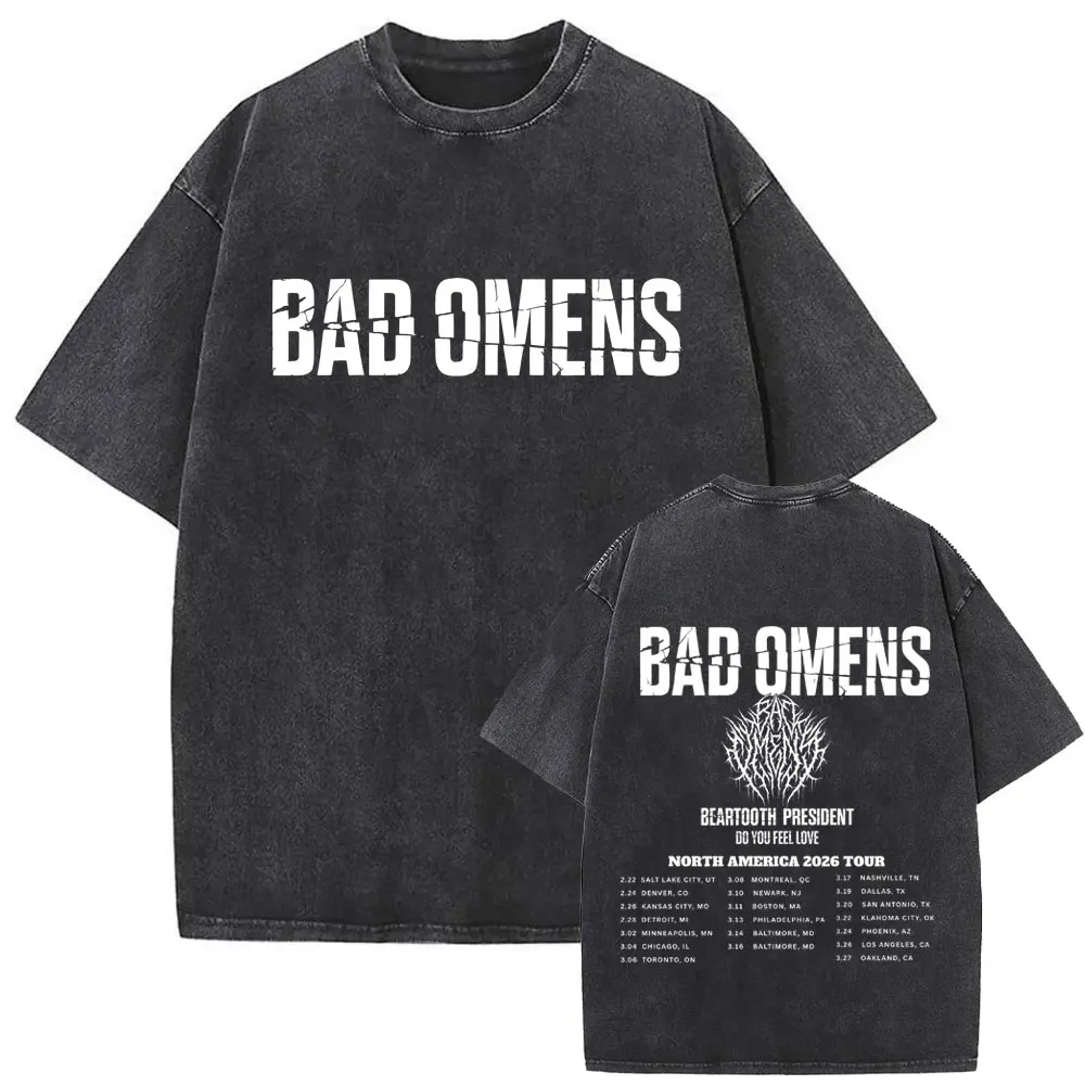 

Washed Vintage Bad Omens Do You Feel Love Tour 2026 Tshirt Men Women Clothing Y2k Retro Rock Gothic Metal T Shirts Streetwear