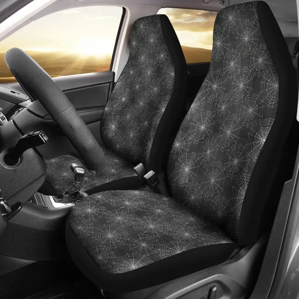 Spider Web Seat Cover Car Seat Covers Set 2 Pc, Car Accessories Car Mats