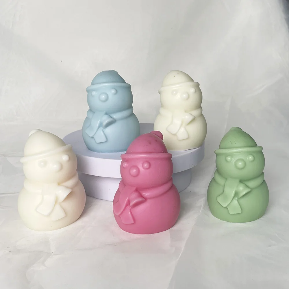 Wool Scarf Snowman Silicone Candle Mold Homemade Christmas Snowman Crafts Resin Plaster Diy Soap Chocolate Ice Cube Baking Mold