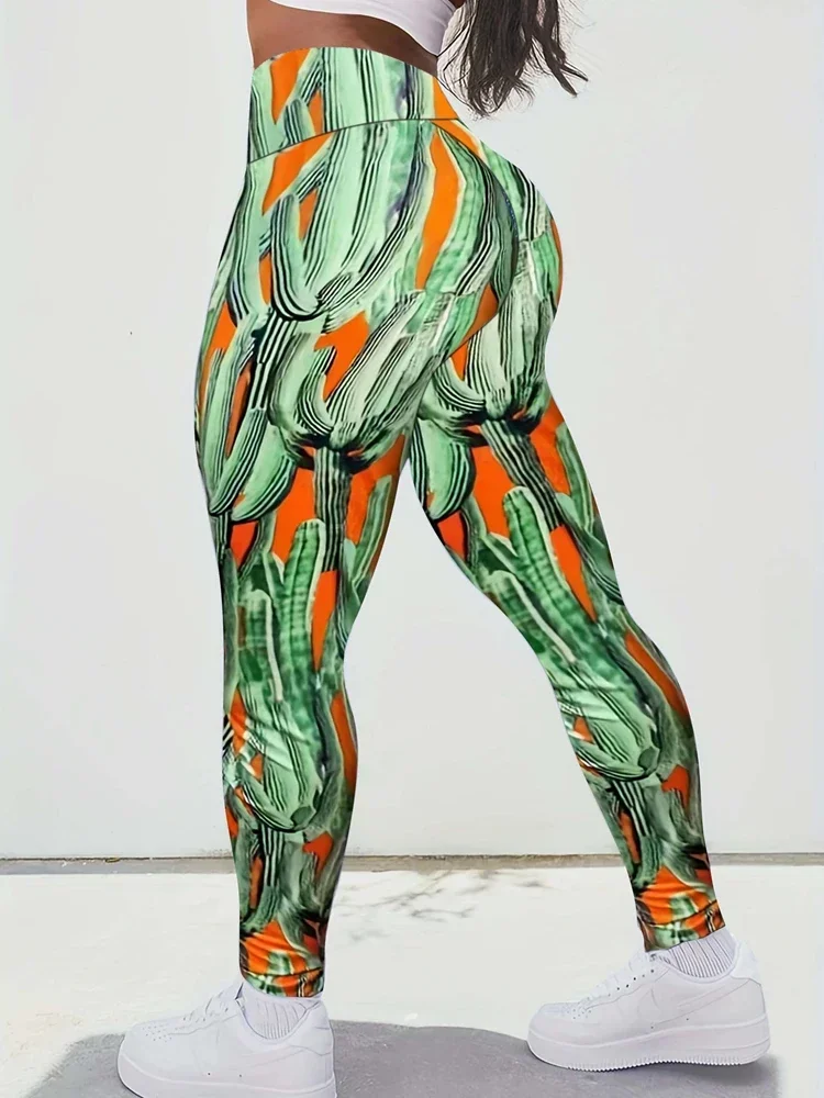 Women's Plus Size 1XL-5XL Casual High-waisted Stretch Comic Jungle Slim Leggings Fashion Print Leggings