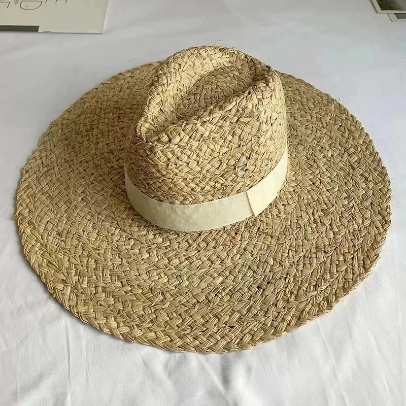 Handmade Women Summer Hat Wide Brim Raffia Hat Sun Protection Floppy Straw Hat Foldable Beach Hats Kentucky Derby Hat