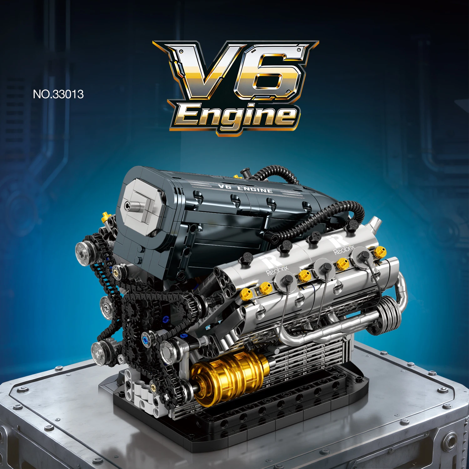 

33013 Mechanical V6 Engine Building Blocks Toys Set, Model Assembly Toy, Educational Toy, Home Toy, Ornament, Birthday Gift