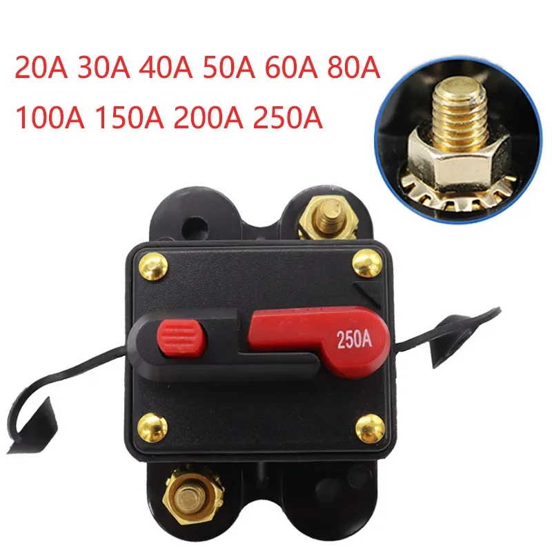 Car Circuit Breaker 50A 60A 80A 100A 150A 200A 250A 300A Power Protector for Car Audio System Fuse Auto Recovery Circuit Breaker