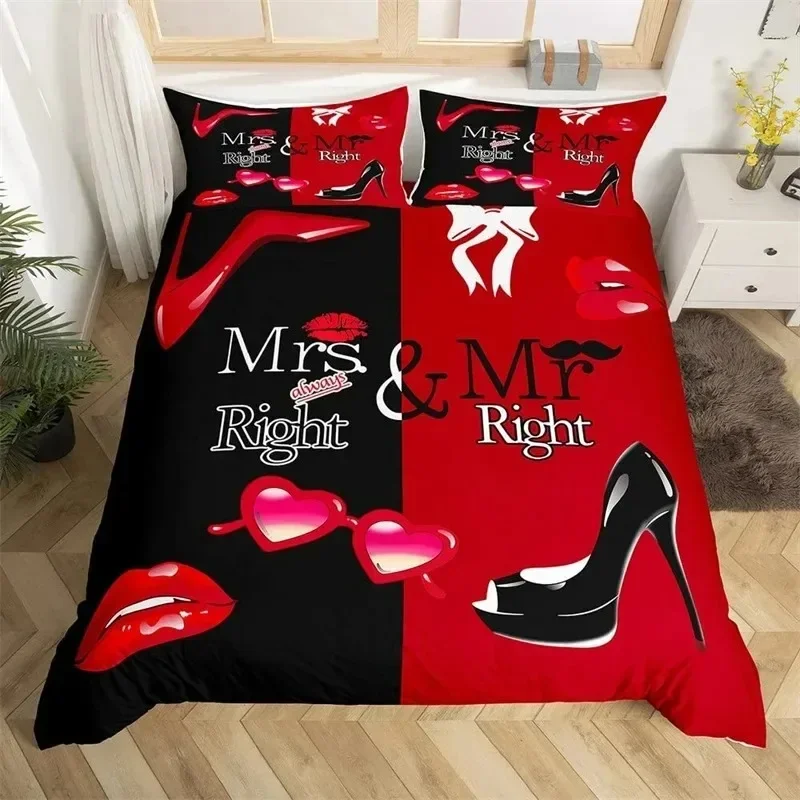 

Flower Butterfly High Heels Duvet Cover King Fantasy Glitter Quilt Cover Polyester Romantic Theme Bedding Set Valentine Day Gift