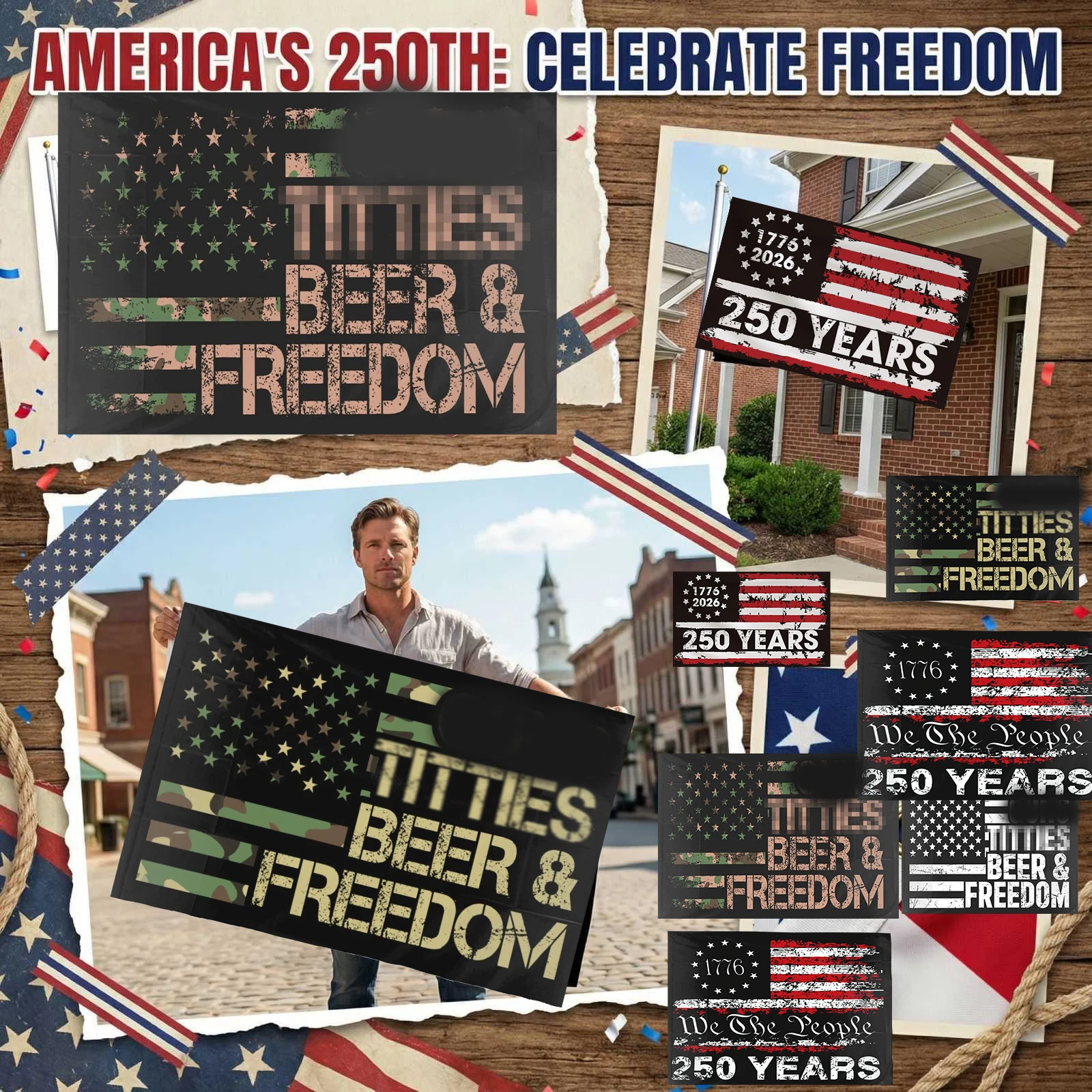 

Американский флаг к 250-летию основания страны, 90x150 см, двусторонний, патриотический, памятный, для улицы и дома, декоративный.