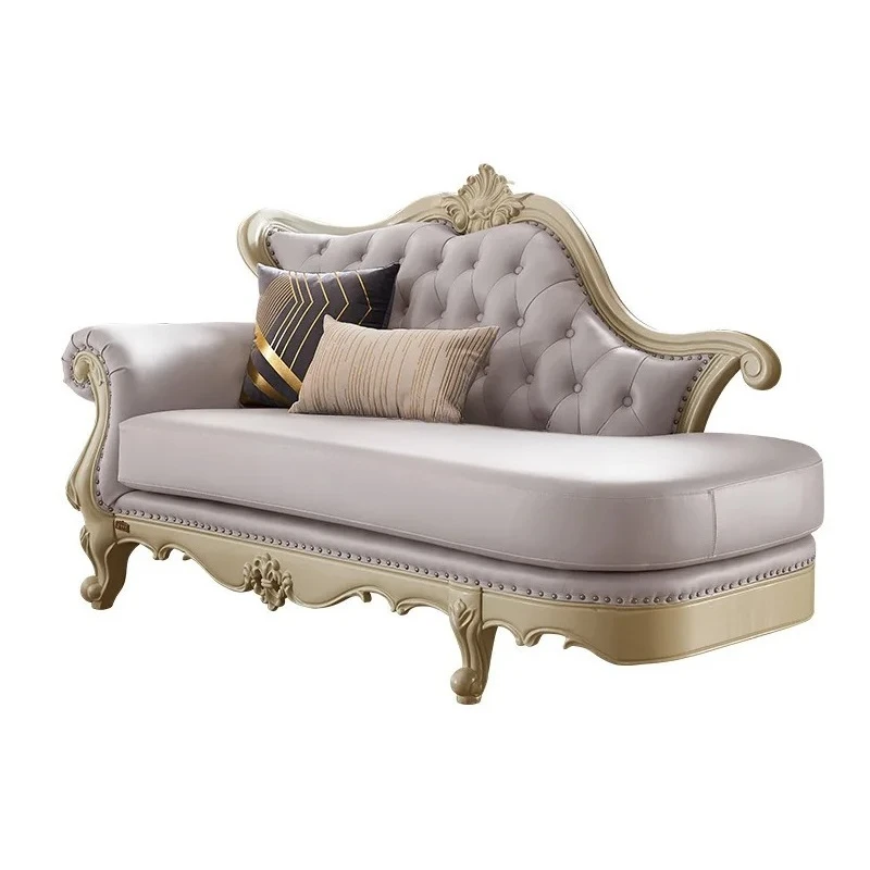 

American light luxury solid wood chair combination sofa small apartment European modern simple chaise longue