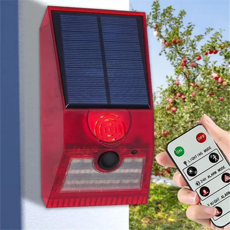 Detector de Sensor de movimiento Solar 2 en 1, luz de alarma, sirena de Control remoto, resistente al agua, lámpara de sirena de 129dB para el hogar, patio al aire libre, granja