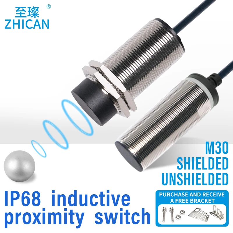 M30 long distance metal proximity switch induction 30MM cylindrical sensor DC three-wire 24V