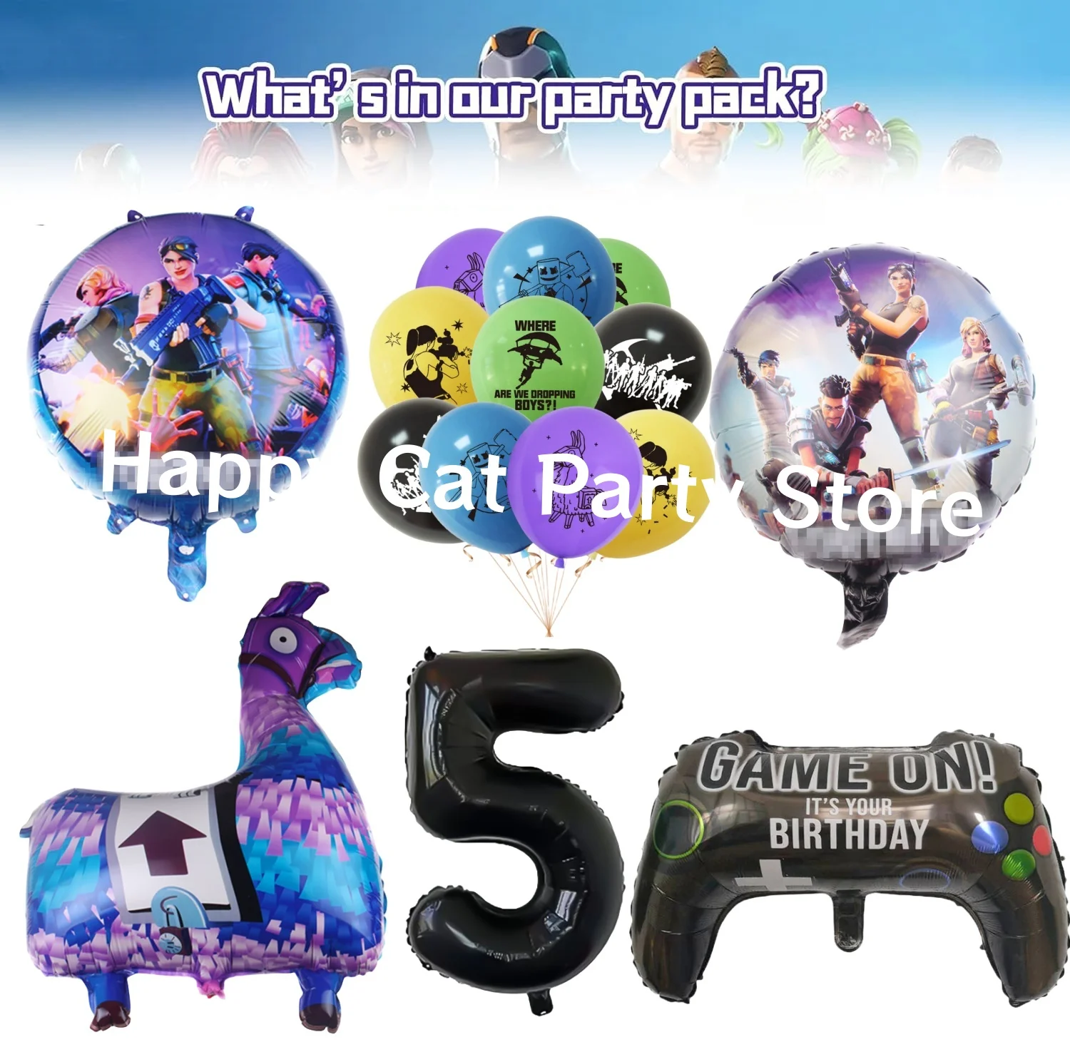 Shooting Game Fortnition Birthday Party Decoration Cartoon Alpaca Llama Plate Tablecloth Baby Shower Kids Favors Party Supplies