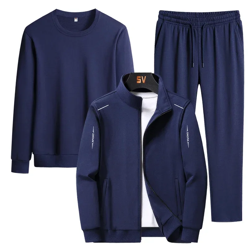 

Spring Autumn Outdoor Sports Leisure Fashion Trendy Men's Long Sleeve T-shirt Sports Pants Zipper Jacket Comfortable 3-Piece Set