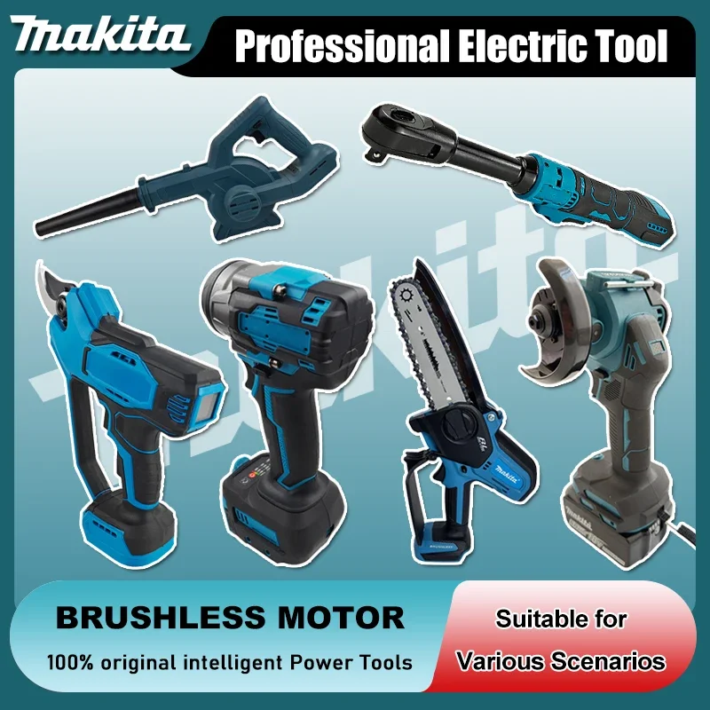 

Многофункциональные электроинструменты Makita: Бесщеточная угловая шлифмашина, Аккумуляторная пила, Аккумуляторная цепная пила, Электрический смазочный пистолет