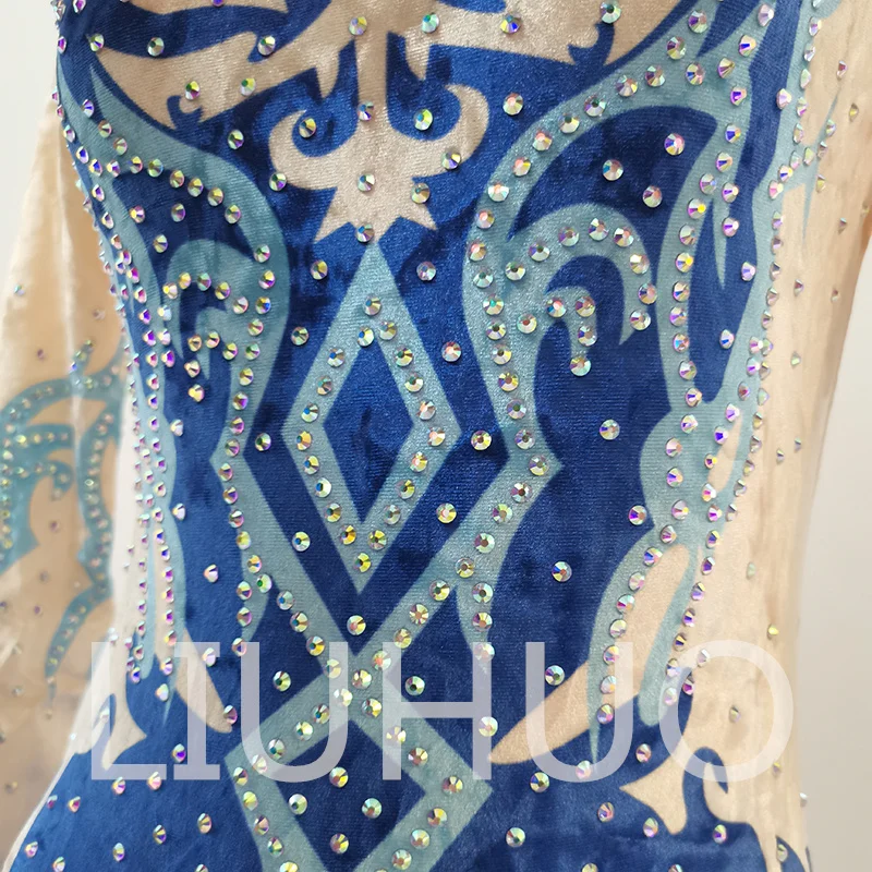 LIUHUO 리듬 체조 레오타드 긴 소매 어린이를 위한 경쟁적인 치어리딩 성능