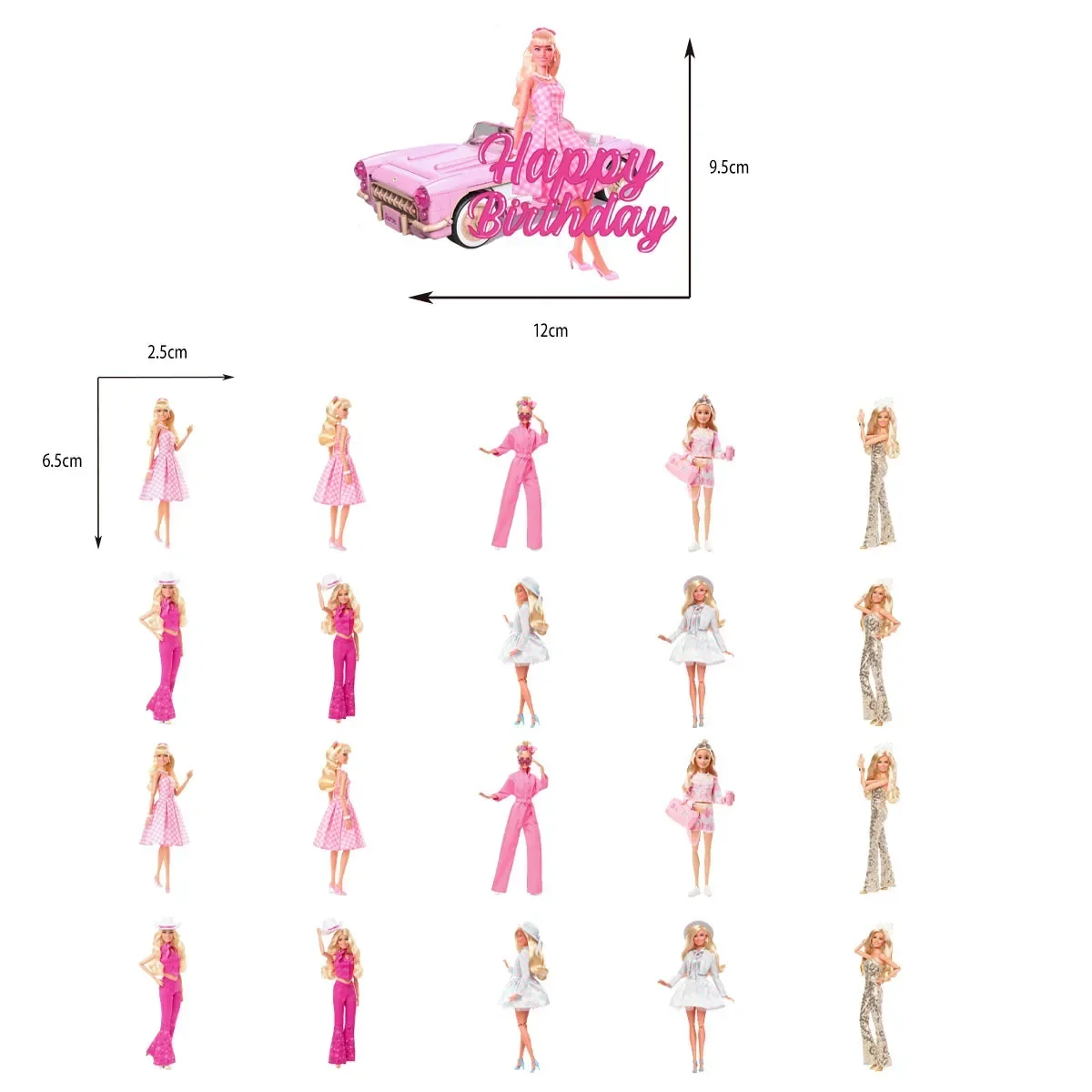 2024 barbie-temático festa de aniversário decoração banner bolo bandeira fruta tag anime dos desenhos animados cosplay partys chá de bebê