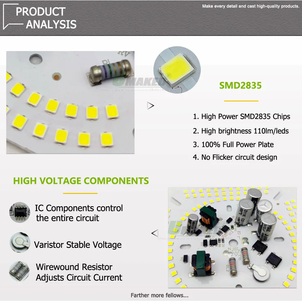 AC220V LED DOB Light PCB Plate 50W 80W 100W 150W IC Driver No Flicker Lighting Source Panel For High Power Bulb Lamp Replace DIY